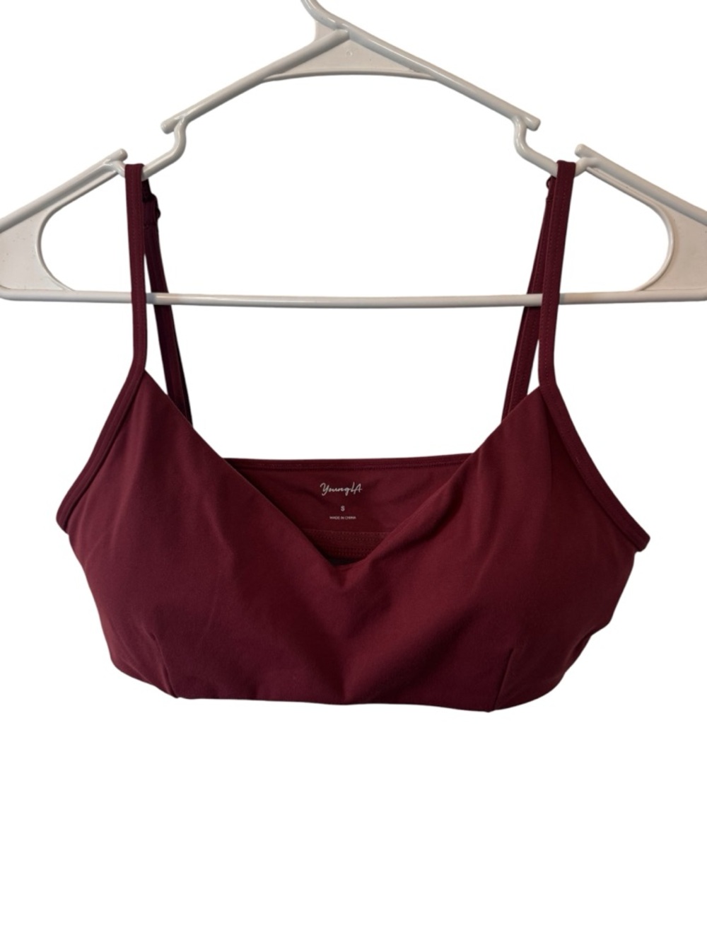 YoungLA Burgundy Wine Strappy Work Out Yoga Fitness Athletic Sports Bra Sz Small